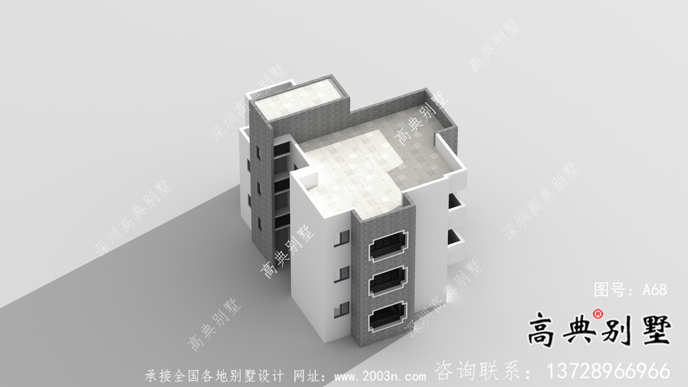 自建三层欧式小别墅外观效果图