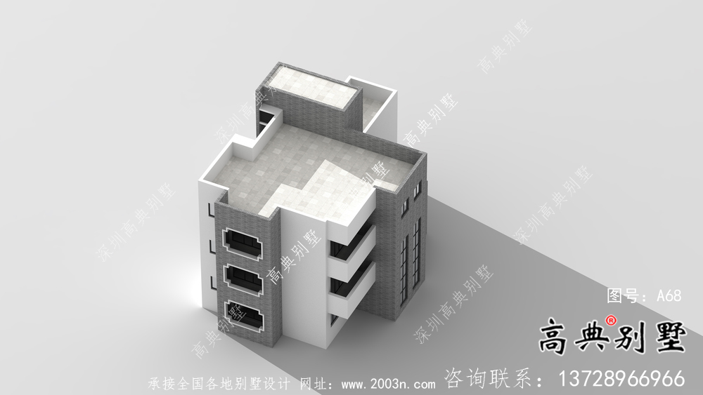 自建三层欧式小别墅外观效果图