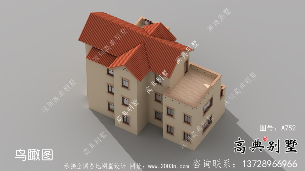 全套农村欧式三层别墅自营住宅设计效果图纸