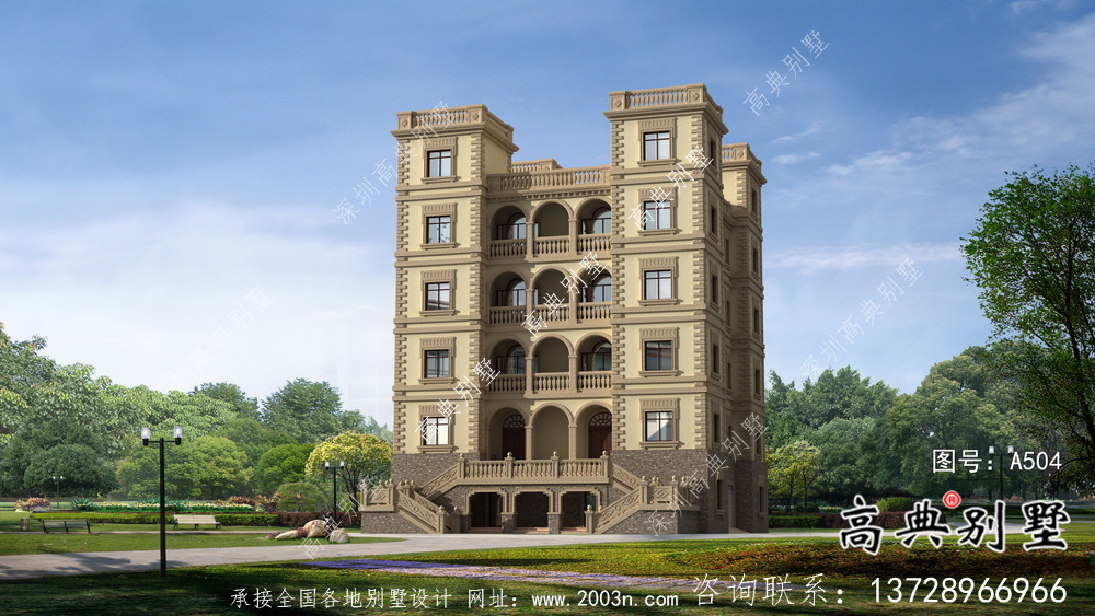六层豪华大气法式风格，西式城堡别墅 ，别墅建筑设计