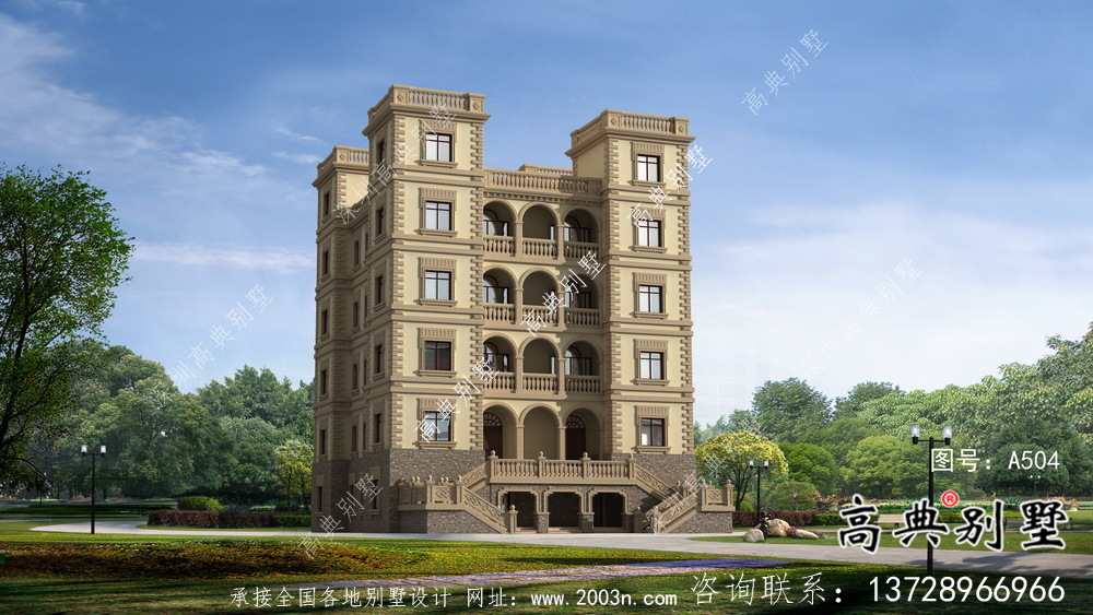 六层豪华大气法式风格，西式城堡别墅 ，别墅建筑设计