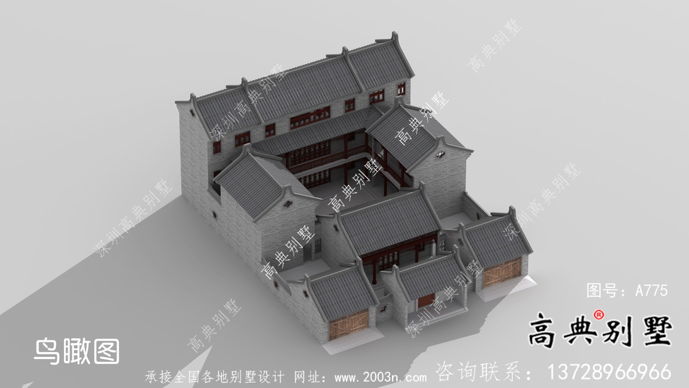 新中式庄重三层别墅设计图施工图纸全套
