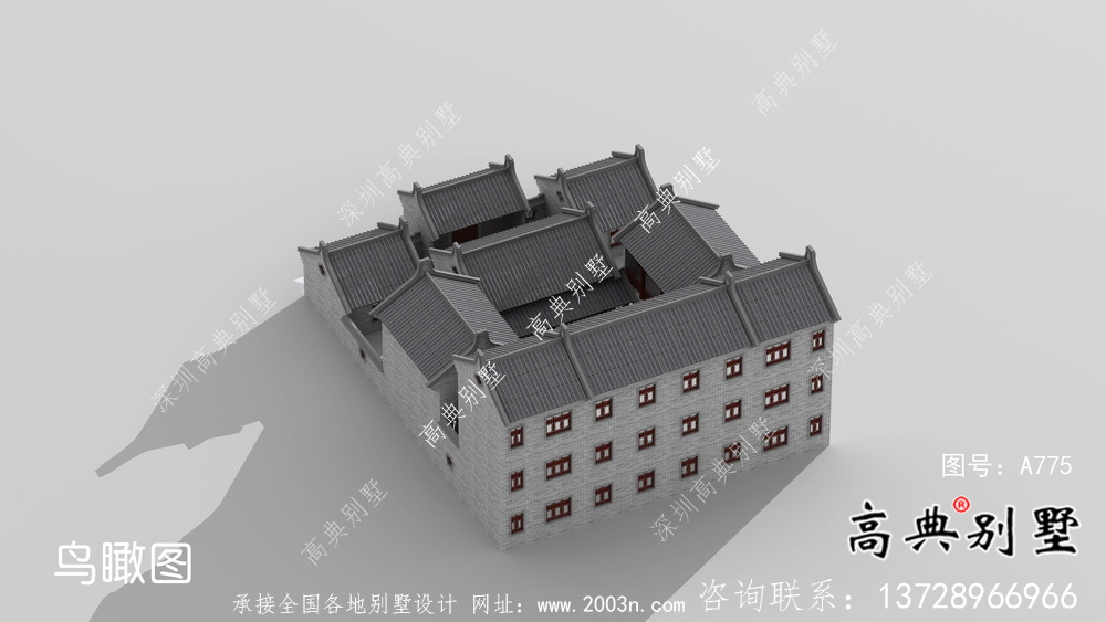 新中式庄重三层别墅设计图施工图纸全套