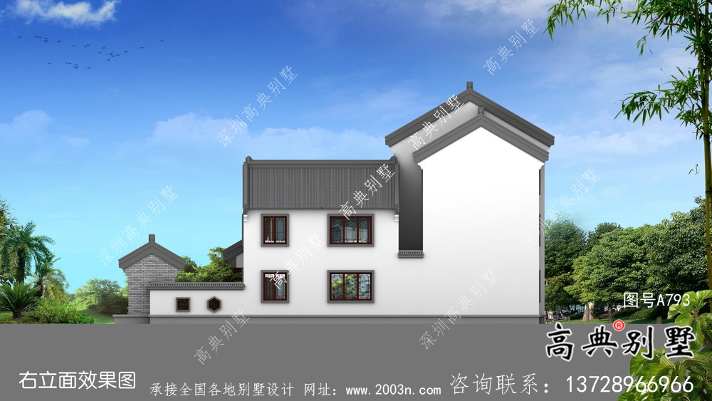 新中式三层农村别墅外观效果图