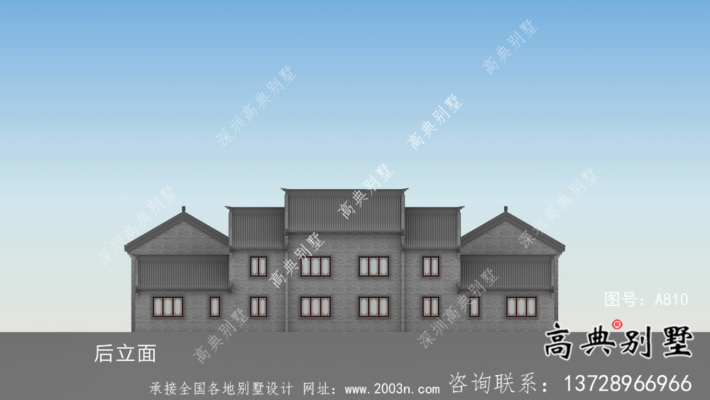 新中式四合院二层别墅设计图纸大全