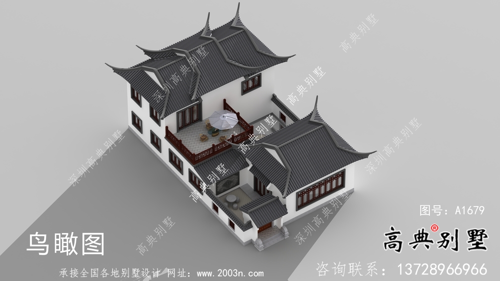 新中式苏式园林别墅建设效果图