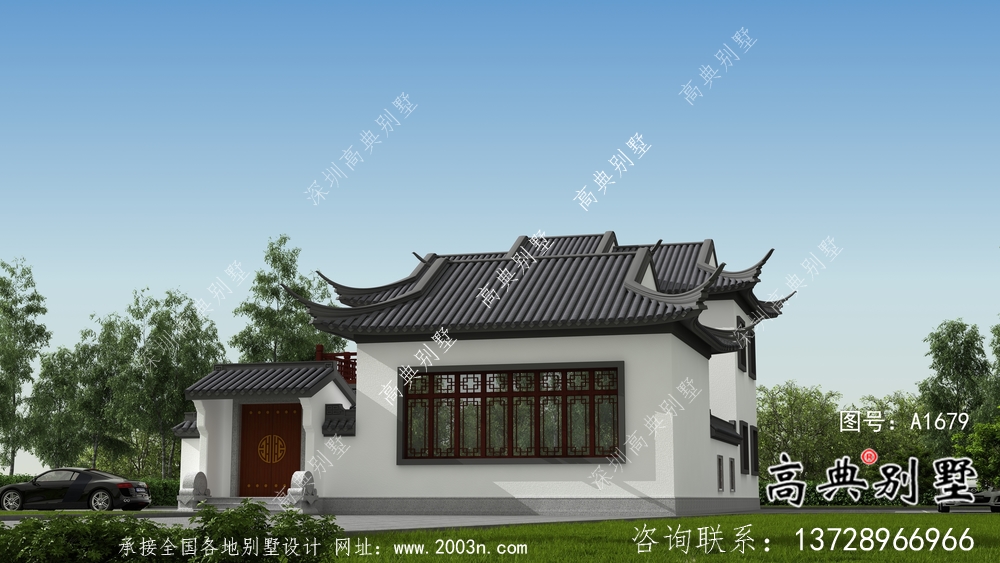 新中式苏式园林别墅建设效果图