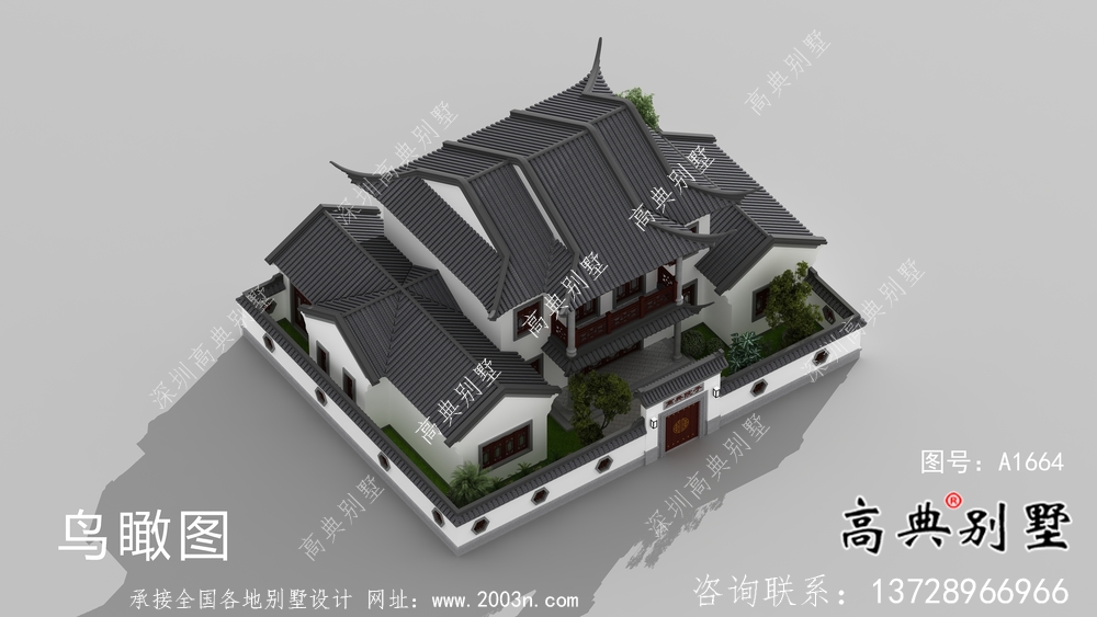 新中式二层苏式园林别墅设计图纸及施工图