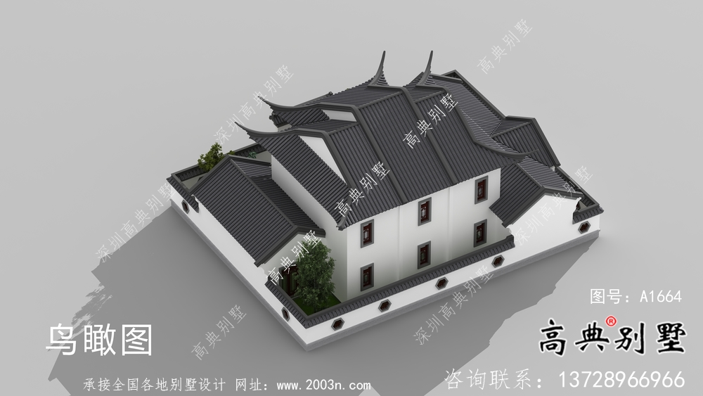 新中式二层苏式园林别墅设计图纸及施工图