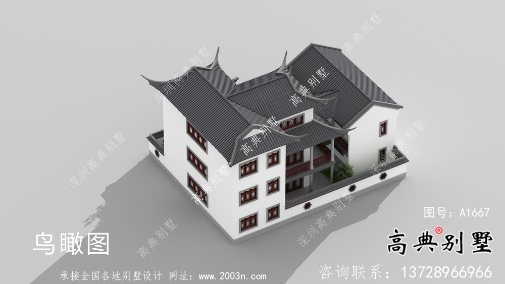 苏式三层中式别墅设计效果图