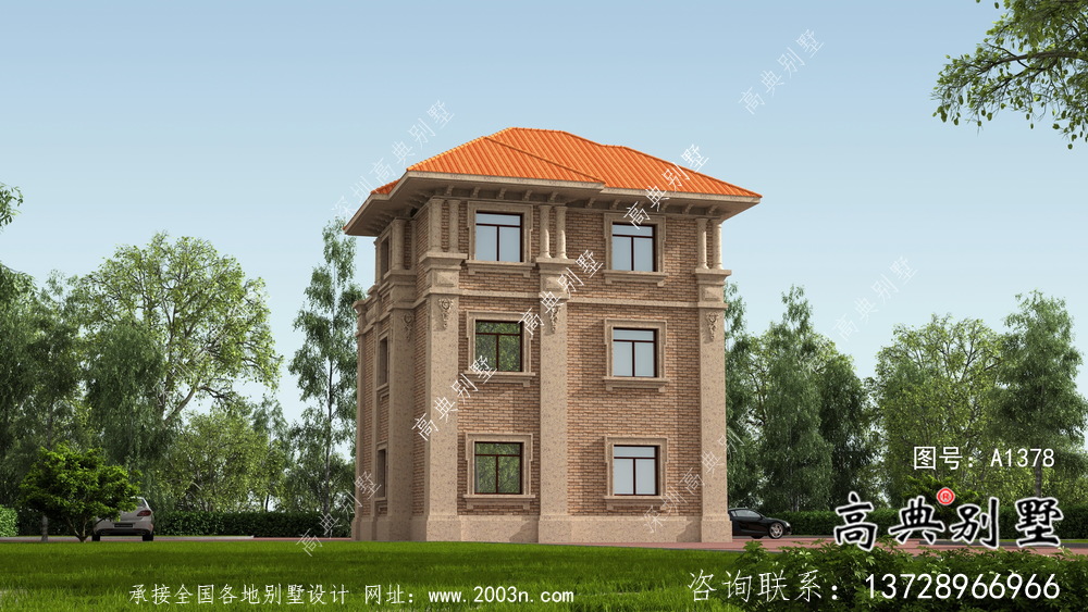 欧式风格复式三层别墅农村自建房设计图