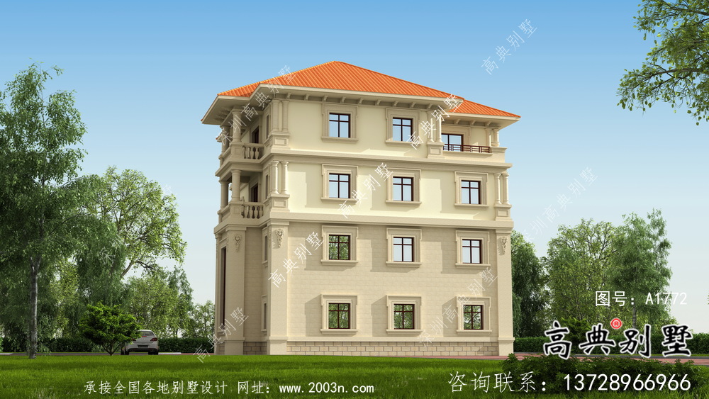 奢华欧式古典四层自建别墅设计实际效果工程图纸