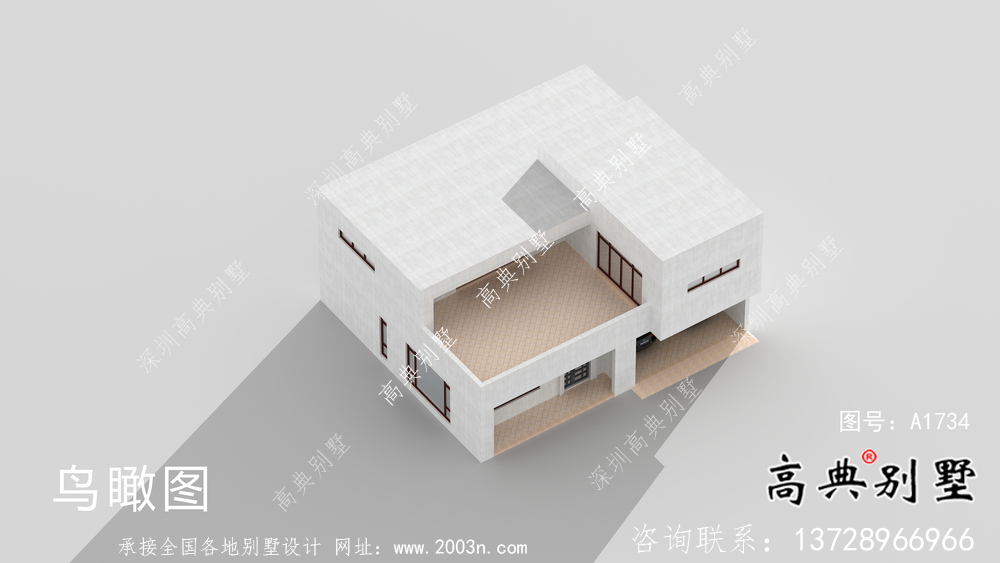 二层平屋顶别墅现代小洋楼设计方案图纸