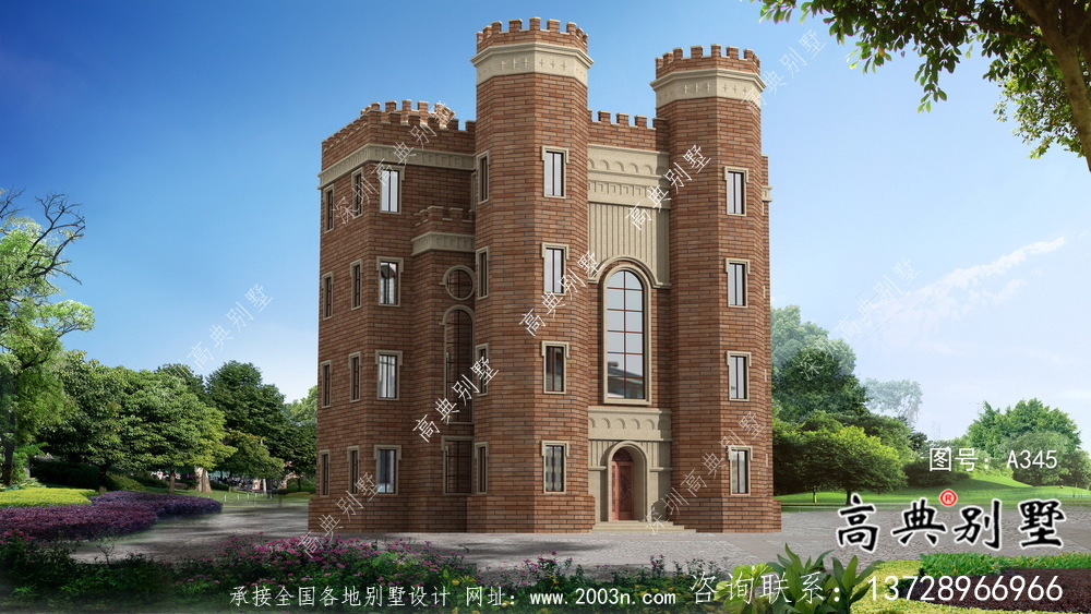 新潮五层西式城堡别墅，平屋顶别墅设计方案