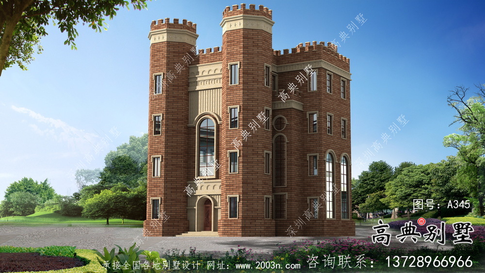 新潮五层西式城堡别墅，平屋顶别墅设计方案