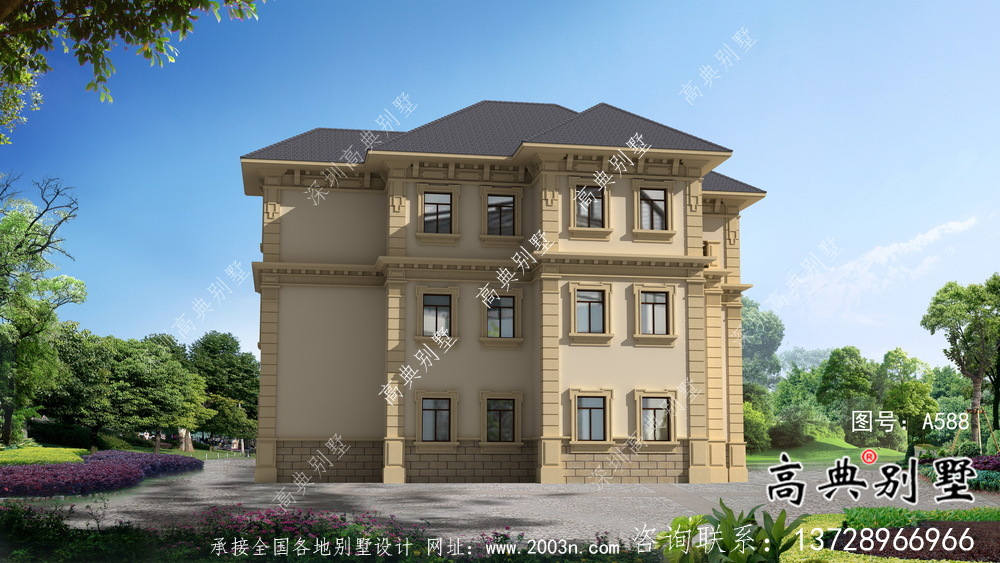 法式风格复式三层欧式别墅设计效果图