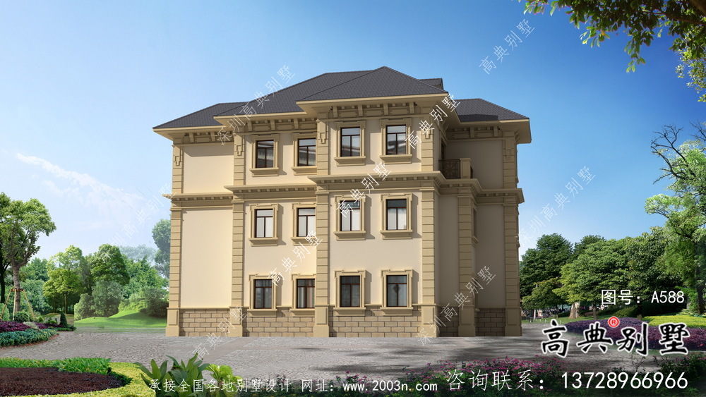 法式风格复式三层欧式别墅设计效果图