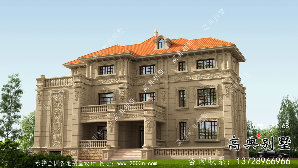 欧式三层超豪华纯石材复式别墅设计图纸