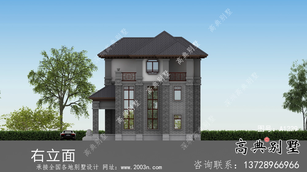 中式别墅三层建筑设计图纸