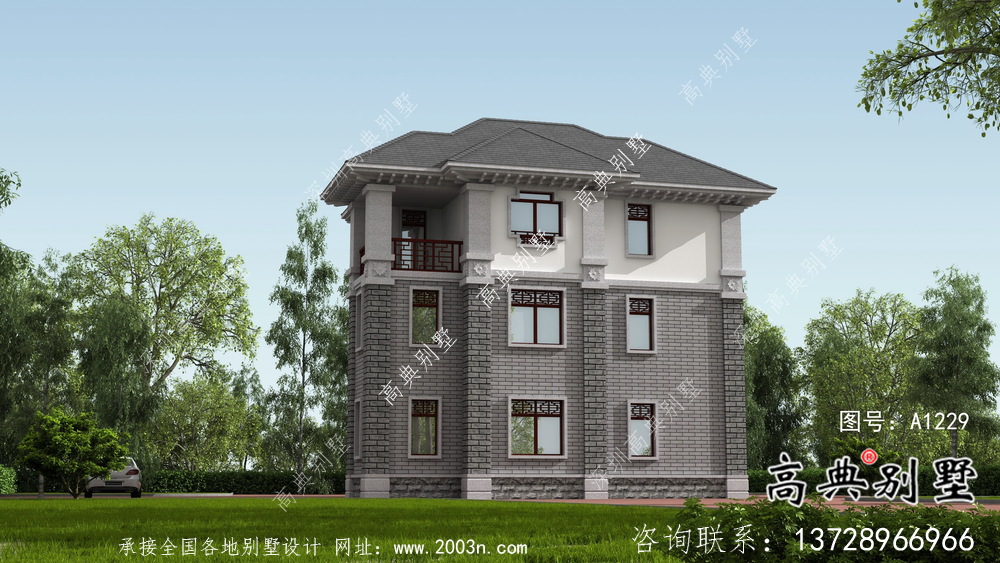 中式别墅三层建筑设计图纸