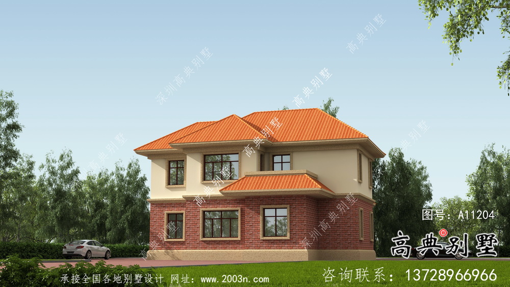 全套坡屋顶欧式风格农村二层别墅设计图