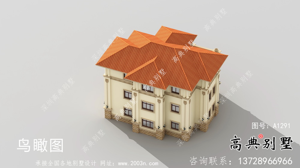 二层复式意大利风格坡屋顶别墅房屋设计图