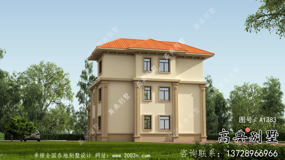 独栋欧式风格三层别墅设计方案图带效果图