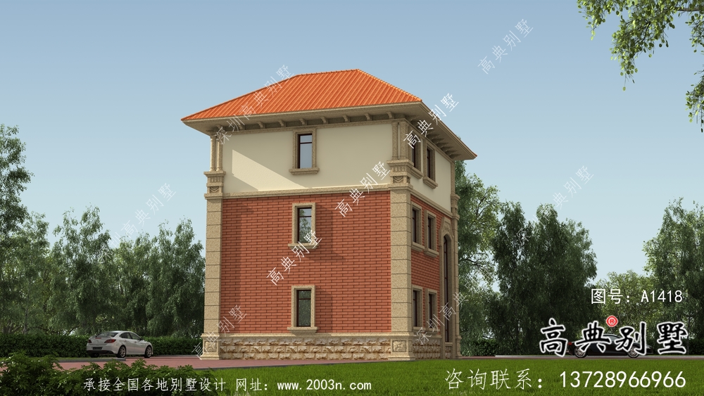 全套法式风格三层坡屋顶别墅方案带效果图