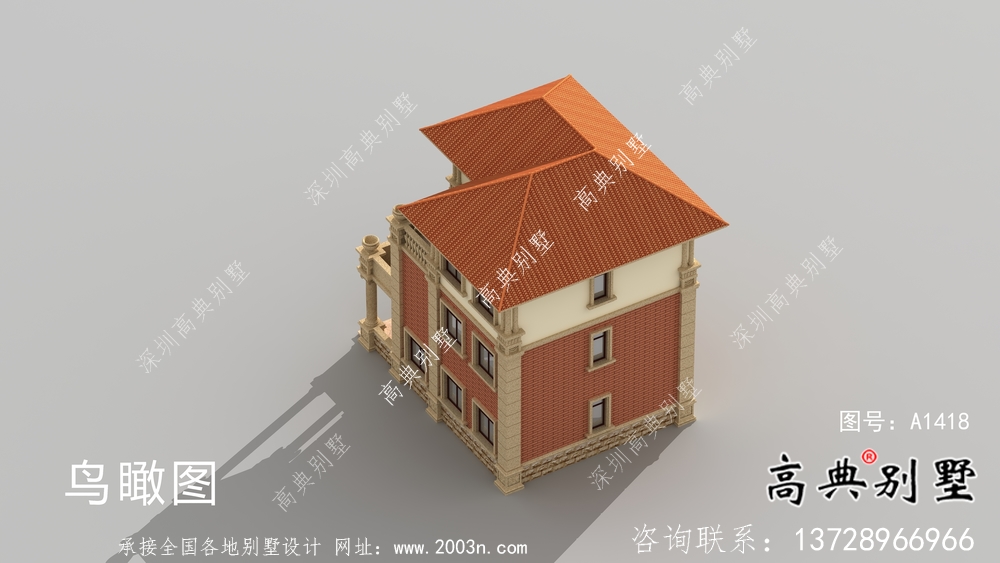 全套法式风格三层坡屋顶别墅方案带效果图