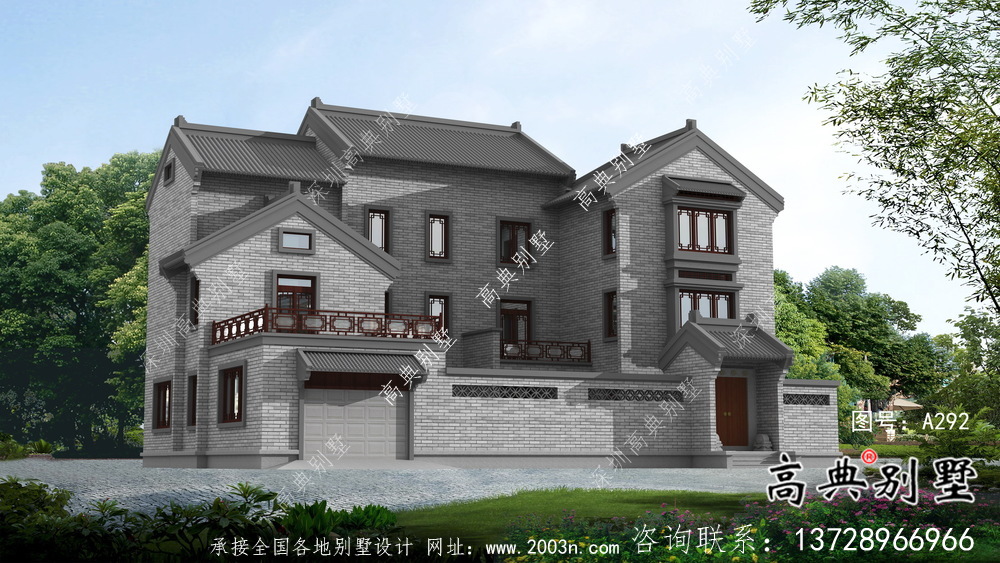 新中式三层庭院别墅设计图纸及平面设计图