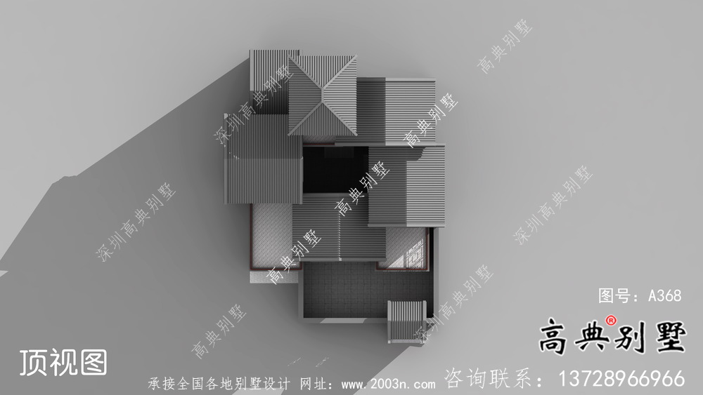 新中式三层庭院乡村别墅平面设计图及效果图