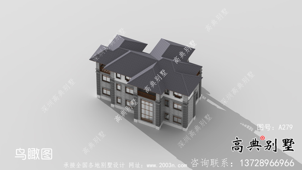 清新中式别墅，新中式自建别墅设计图（效果图）