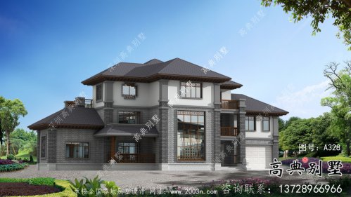 新中式复式三层新农村房屋设计图纸