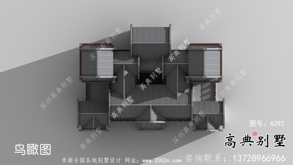新中式四层潮派别墅外观效果图
