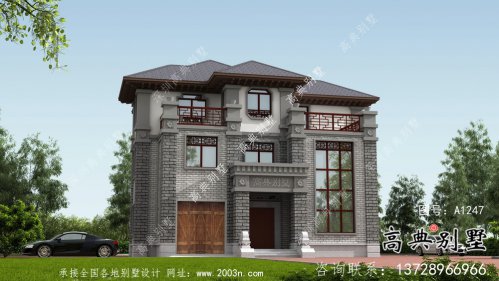 新中式三层乡村别墅设计效果图