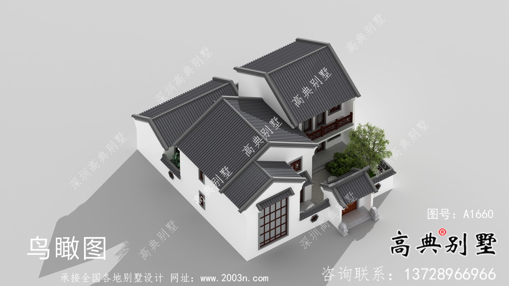 新中式文雅二层苏式园林别墅设计图纸