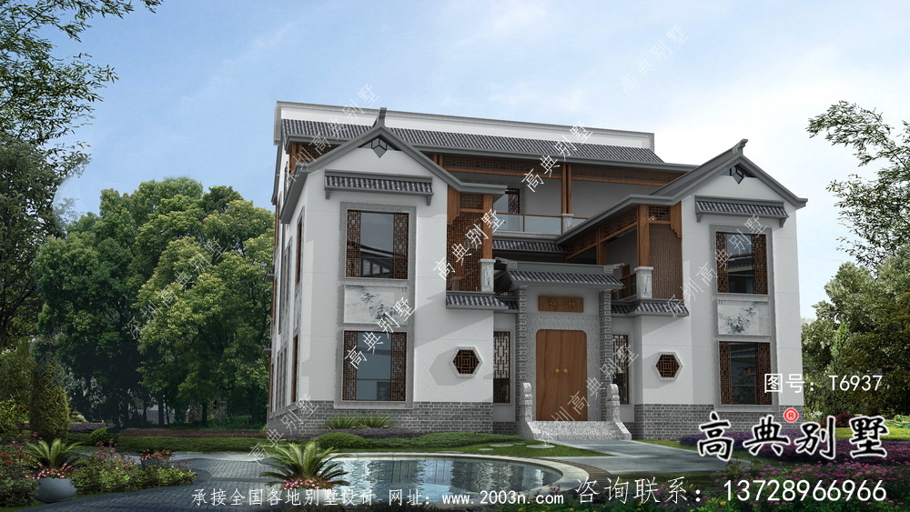 新中式三层院子别墅设计图纸