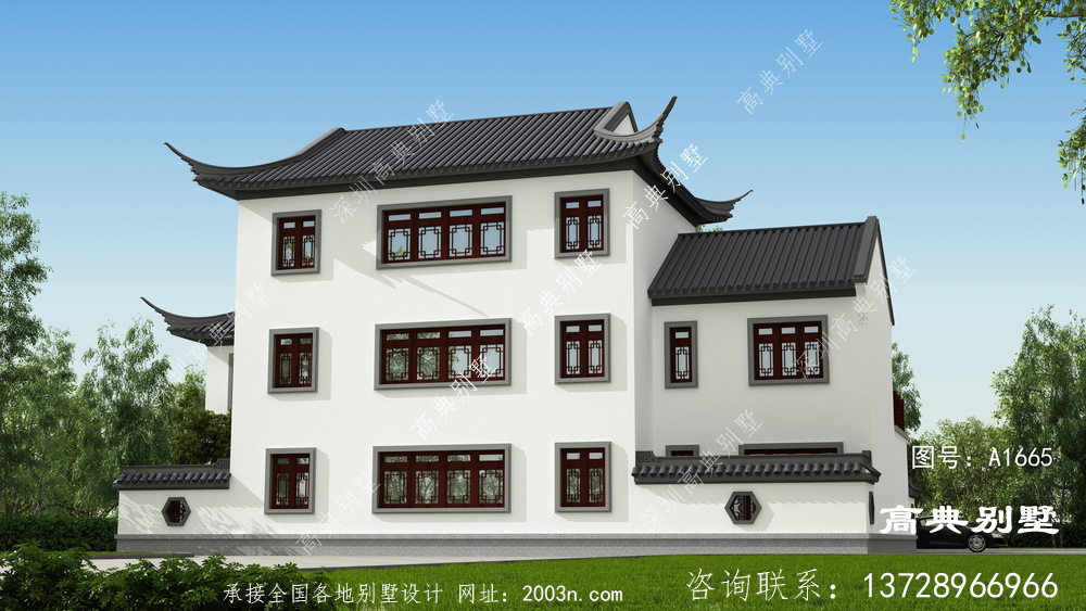 颜值高户型实用的中式三层别墅