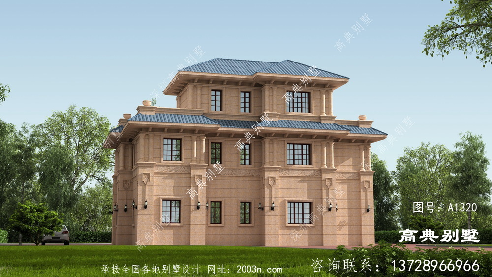 豪华经典三层欧式石材别墅设计图